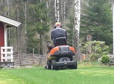 mowing the lawn in Sweden